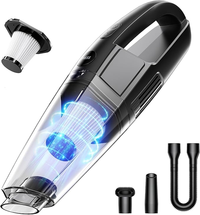 BSRCO Handheld Vacuum Cordless, 30 Mins Runtime & Under 70dB Quiet, 8000Pa Strong Suction, 1.65Lbs Ultra Light, 3-in-1 with HEPA Filter, USB-C for Car, Pet Hair, Home