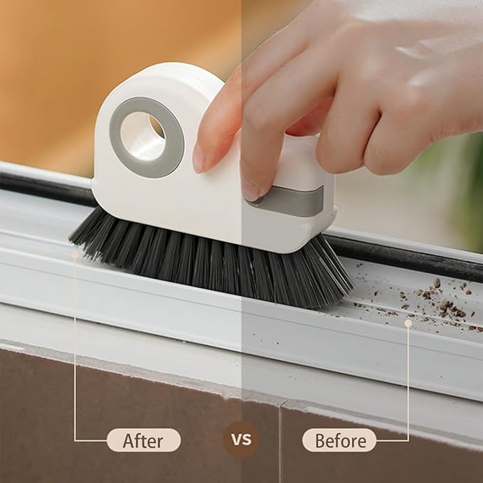 Heideryafei Window Track Cleaning Brush with Hidden Scraper for Sliding Door and Window Tracks, Shutters, Kitchen Sink Cleaning