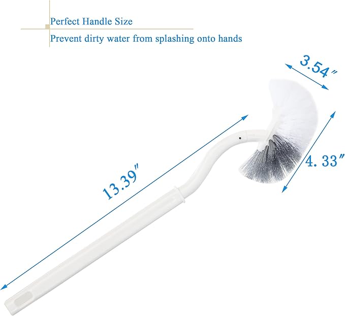 Ryhiac 2 Pack Curved Toilet Bowl Brush Without Holder for Bathroom, Compact Toilet Brush Durable Under The Rim Household Deep Cleaning Brushes (White Toilet Brush Without Holder)
