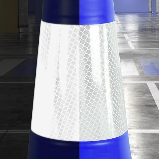 Fluorescent Orange/Green PVC Traffic Cones, Heavy Black Base Parking Lot Cone Structurally Stable Weatherproof Road Construction Safety Cones (4, Blue, 28" Large)