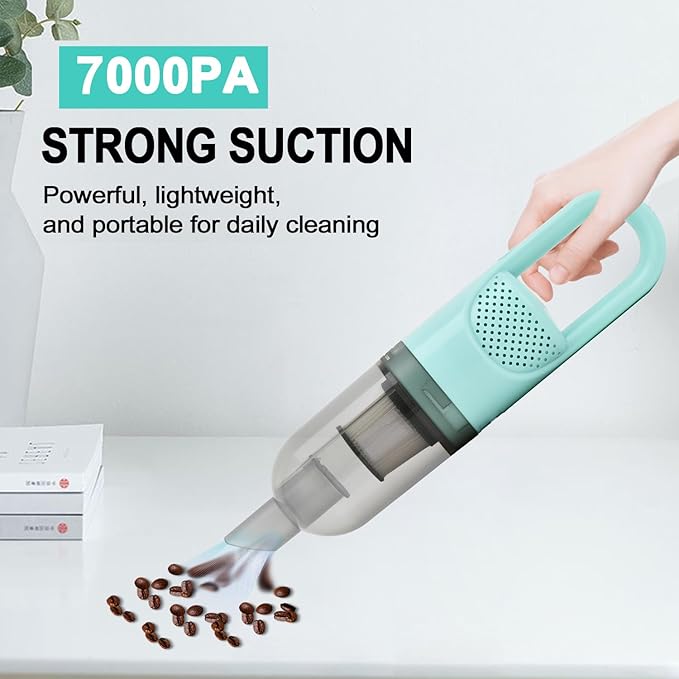 SIPPON 6-in-1 Lightweight Stick Vacuum Cleaner with 100W Powerful Motor, Mini Portable Household Handheld Vacuum Cleaner for Domestic Hard Floors, Carpets and Pet Hair(Green Cordless with Plug)
