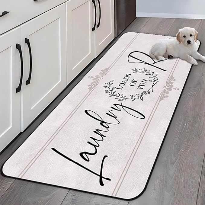 Laundry Room Rug Runner 20"X47" Non Slip Farmhouse Mats Organization and Washable Floor Long Rugs for Laundry Room Accessories Mudroom Kitchen Bathroom Area Rugs Decor