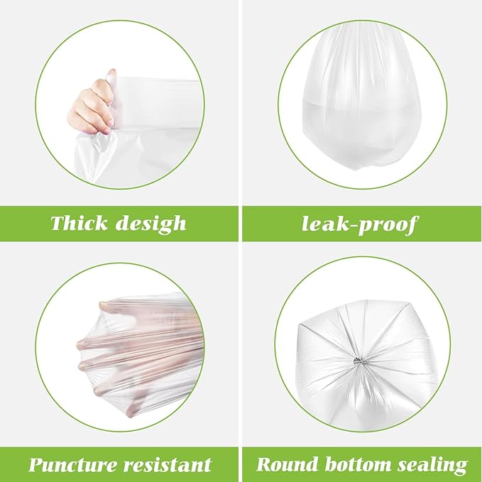 Teivio 3 Gallon 180 Counts Strong Trash Bags Garbage Bags, Bathroom Trash Can Bin Liners, Small Plastic Bags for Home Office Kitchen Kitchen, Clear