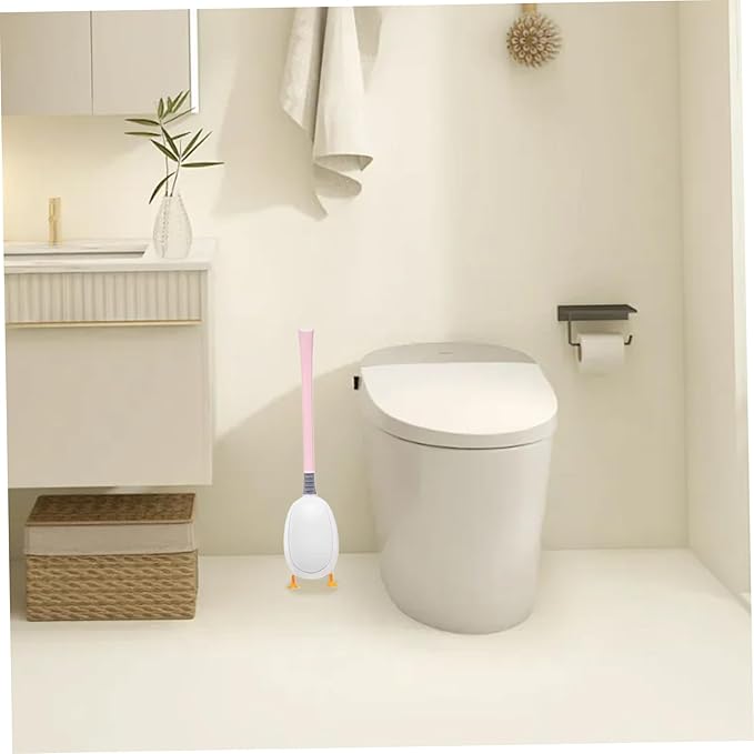 Cute Toilet Brush, Soft Elastic Silicone Toilet Brush, Diving Duck with Holder, Wall Mounted Scrubber for Bathroom