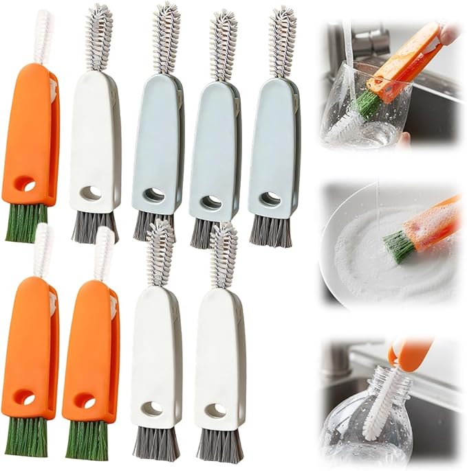 Upgrade 3 in 1 Cup Lid Cleaning Brush Set, 2025 New 12PCS Multifunctional Bottle Crevice Portable Cup Lid Cleaning Brushes, Crevice Cleaning Brush, Home Kitchen Crevice Brush Tools (3)