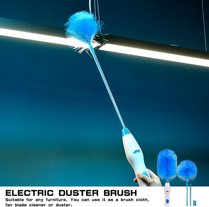 Electric Duster Brush-180°Electric Duster Multi-Function Automatic Electrostatic Adsorption Brush Cleaning Tool for Furniture, Window and Bookshelf
