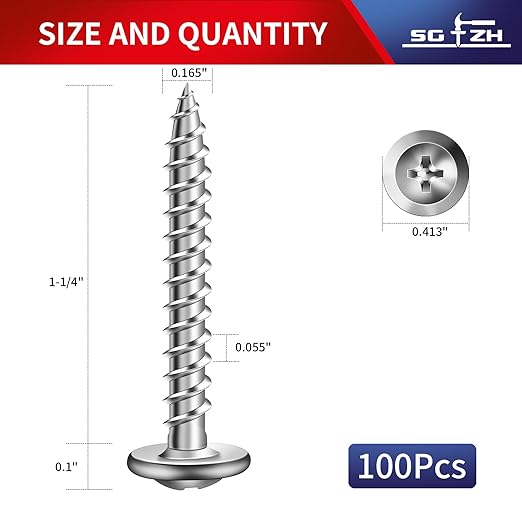 #8 x 1-1/4" Wood Screw 100Pcs 410 Stainless Steel Standard Thread Truss Head Fast Self Tapping by SG TZH