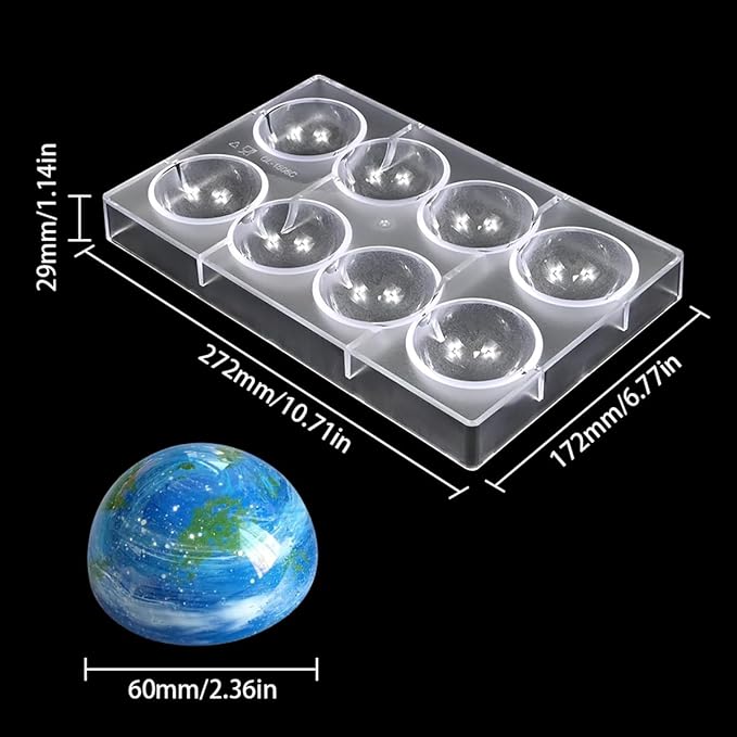 TUKE Semi-Sphere Chocolate Mold Polycarbonate Hemisphere Mold for Chocolate Making, Candy, Baking, Ice Cube, Soap 2.36inch Diameter (D_Semi-Circle)