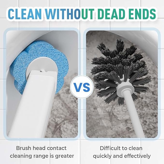 Disposable Toilet Brush, Disposable Toilet Cleaning Tool Set with Holder & Refills, Toilet Brush Holder with Extended Handle and 18 Pcs Brush Refills for Bathroom (Grey)