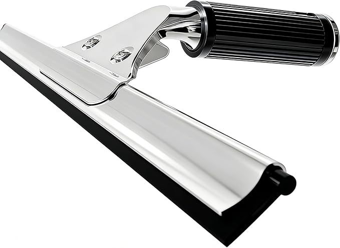 MRDARENSU 14-inch Squeegee for Shower Glass & Window Cleaning, Professional Stainless Steel Squeegee with Durable Handle for Streak-Free Glass, Mirror, Tile & All Smooth Surfaces