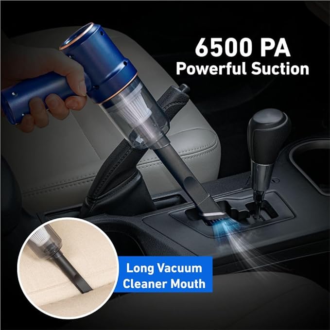 DIAMOND CHEF Cordless Handheld Car Vacuum and Inflator, 6500Pa Wet Dry Mini Vacuum with Blow Function, LED Light, Multi Nozzles, Rechargeable Portable Cleaner for Car, Home, Office, Pets
