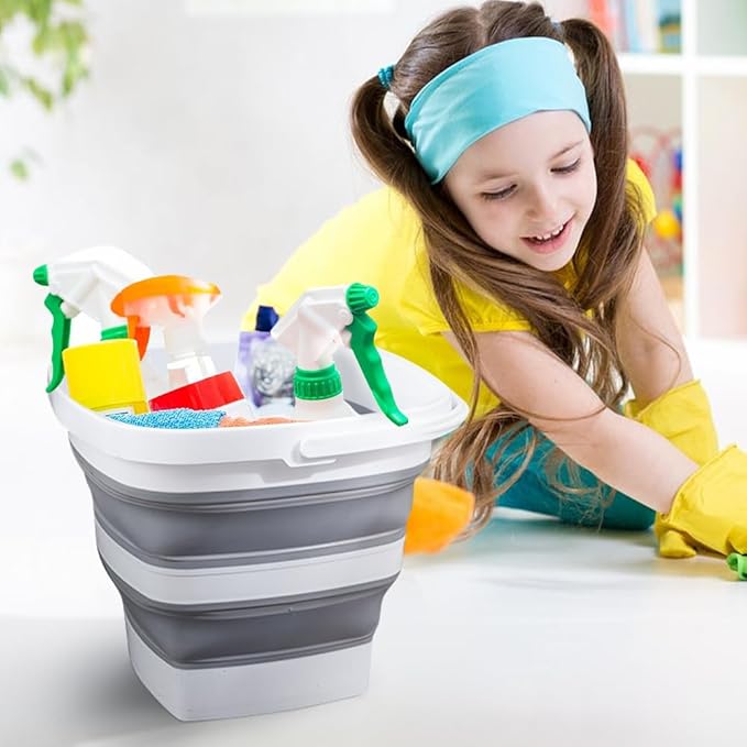 Collapsible Plastic Bucket with Handle 0.79 Gallon (3L) Each Foldable Rectangular Tub for Cleaning Camping Essentials Space Saving Outdoor Portable Bucket for Camping