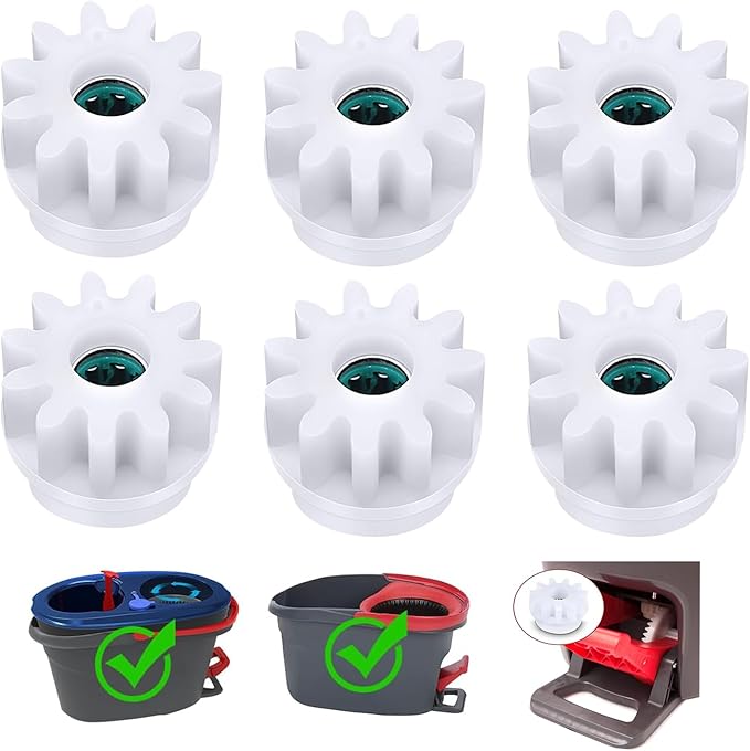 YWSH 6 Pack Spin Mop Bucket Gear Compatible with Ocedar Vilida Easy Mop Pedal Broom Bearing Gears Repair One Way Clutch Bearing Bucket Gear Sprockets Mop Gear for Spin Mop Bucket
