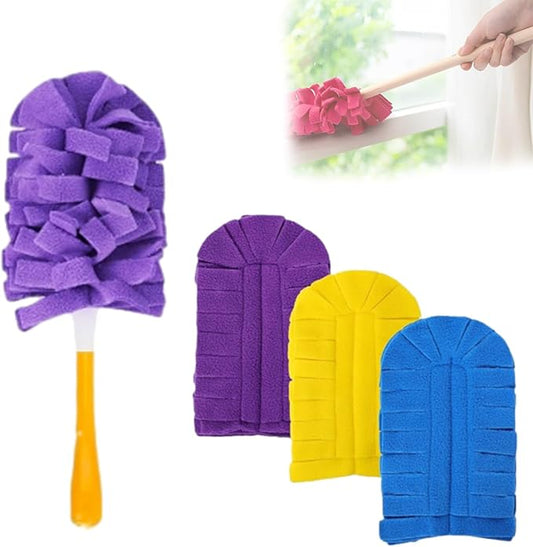 360° Electrostatic Duster Refills — The Sustainable Choice for a Dust-Free Home, Washable & Reusable, High-Density Microfiber (1 Handle + 3 Refills)
