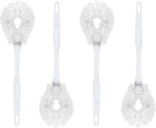 LOLA Toilet Bowl Brush w/Curved Head, 4 Pack, Coated Wire, Durable Poly Bristles, Reaches Under Toilet Bowl Rim