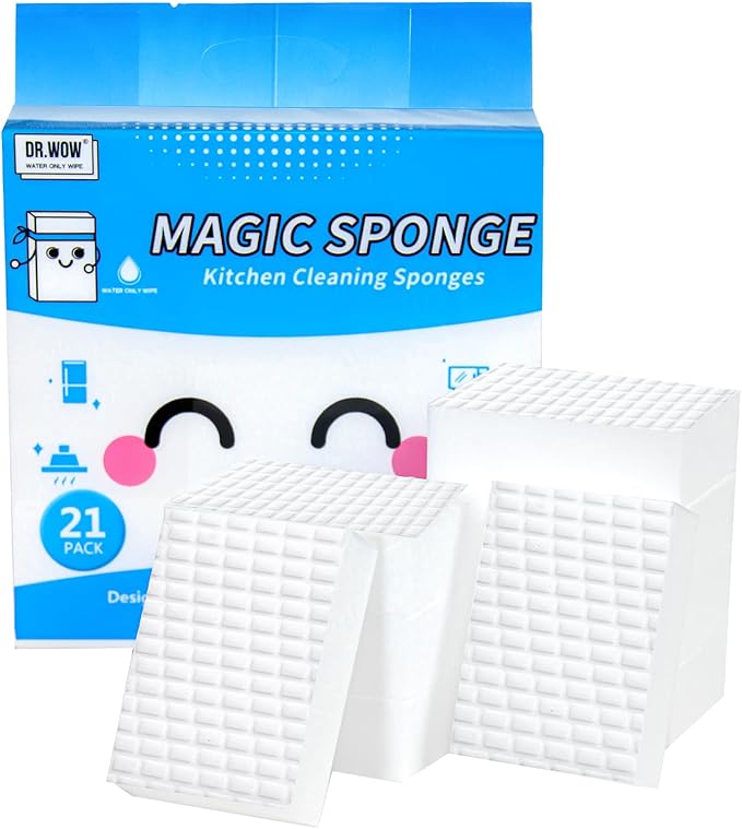21 Pack Thick Melamine Sponges - Kitchen & Bathroom Scrub Pads(Ultra-Durable)
