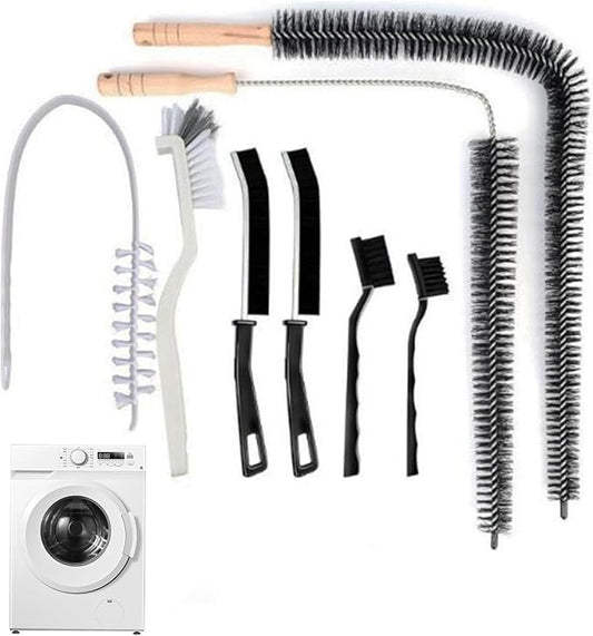 8 Pcs Washing Machine Cleaning Brush,Dryer Vent Cleaner Kit, Long Handle Crevice Brush Kit for Bathroom, Kitchen, Tile, Grout, Sink, Shower, and Vent Maintenance