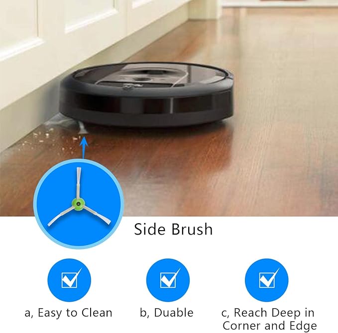 2 Set of Roller Brush & 10 Filters & 4 Mop Pads & 10 Side Brushes Replacement Parts Accessories Compatible with iRobot Roomba Combo i5 i5+ j5 j5+ Robot Vacuum Cleaner