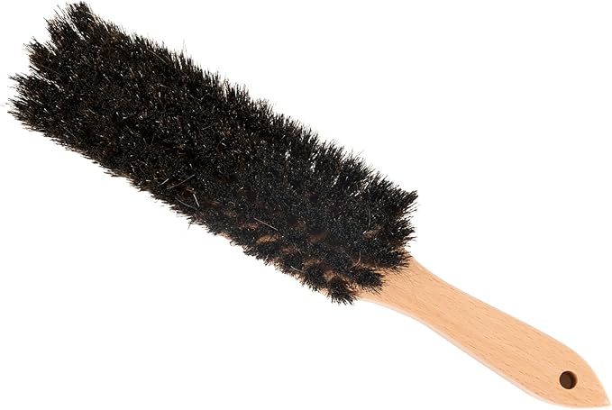 Restaurantware-Clean Tek Professional 12 Inch Counter Brush, 1 Heavy-Duty Hand Broom Brush - Horsehair Bristles, Ergonomic Handle, Beige Plastic Cleaning Scrub, for Sweeping, Dusting, Woodworking