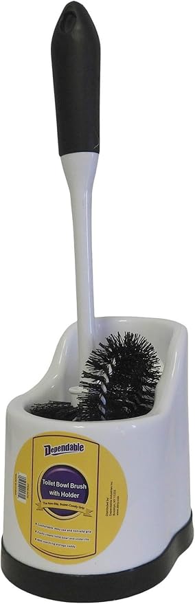 Toilet Bowl Brush Set with Rim Cleaner and Holder – Bathroom Cleaning Brush with Under-Rim Scrubber and Stable Storage Caddy