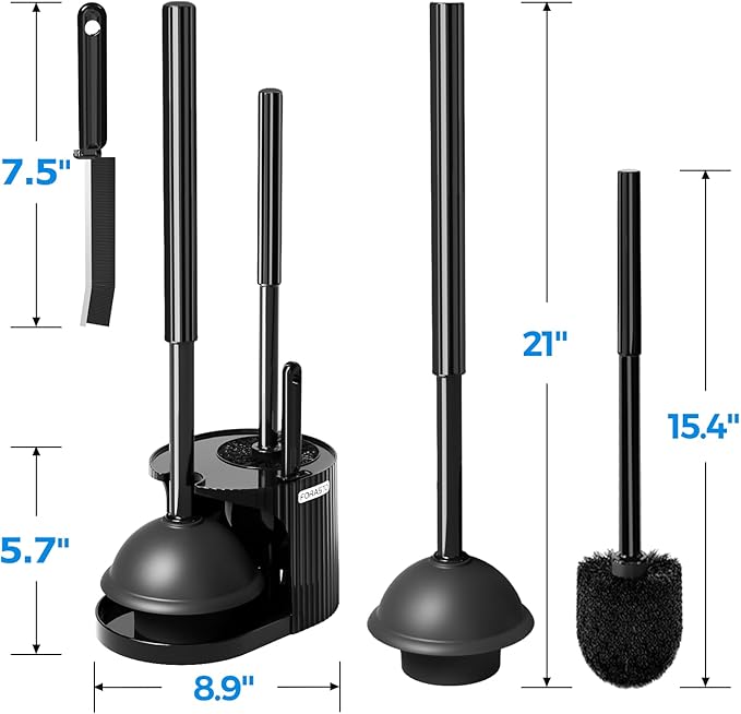 2Pack 3 in 1 Toilet Brush and Plunger Set,Toilet Bowl Brush Plunger Set,Toilet Brush Plunger Combo,Cleaning Brush,Cleaning Supplies, Crevice Cleaning Brush, Bathroom Cleaning Tools