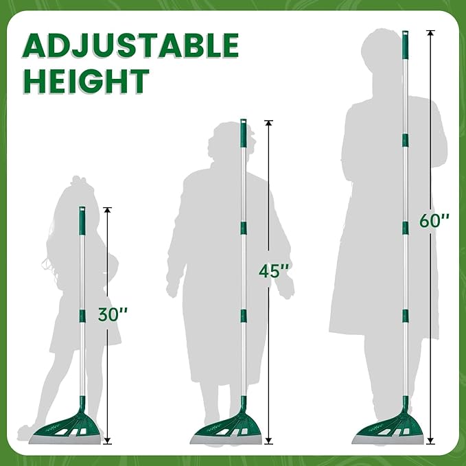 Magic Air Broom, Squeegee Broom for Floor Cleaning, Multifunctional Floor Squeegee with Aluminum Adjustable Handle, 60’’ Magic Silicone Broom for Glass, Fine Dust, Pet Hair, Liquids (Green)