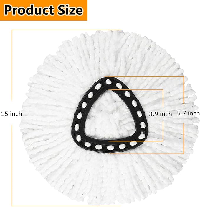 10Pack Spin Mop Replacement Heads for O Cedar, 100% Microfiber Mop Head Replacement Fits Triangle Mop Replace, Easywring 1-Tank System, 360 Degree Spin Refill for Easy House Cleaning Floor Mopping