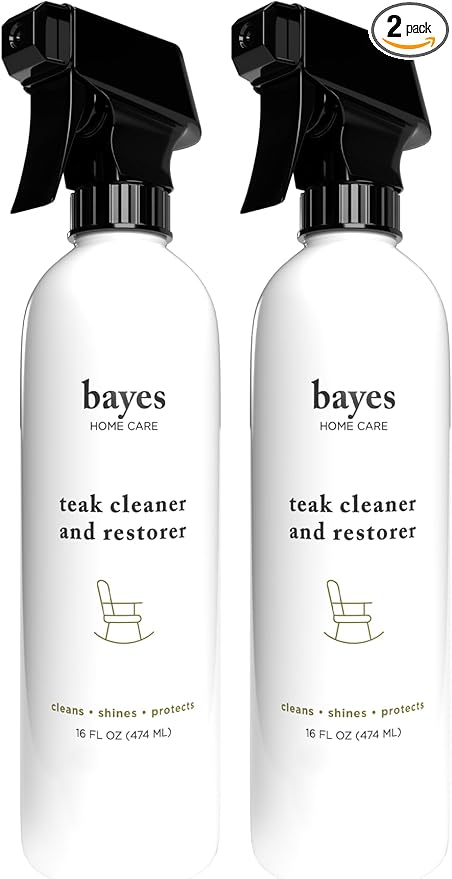 Bayes High Performance Teak Cleaner & Restorer - Cleans, Shines, and Protects - Maintains Fine Teak and Restores Neglected Teak - 16 oz, 2 Pack