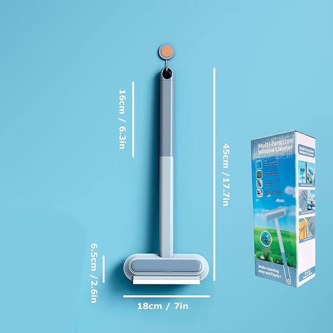 4 in 1 Window Screen Cleaning Brush with Handle, Wet and Dry Window Cleaner with Squeege, Dog and Cat Hair Remover, Suitable for Furniture, Carpet, Clothes, Bedding, Window Screen