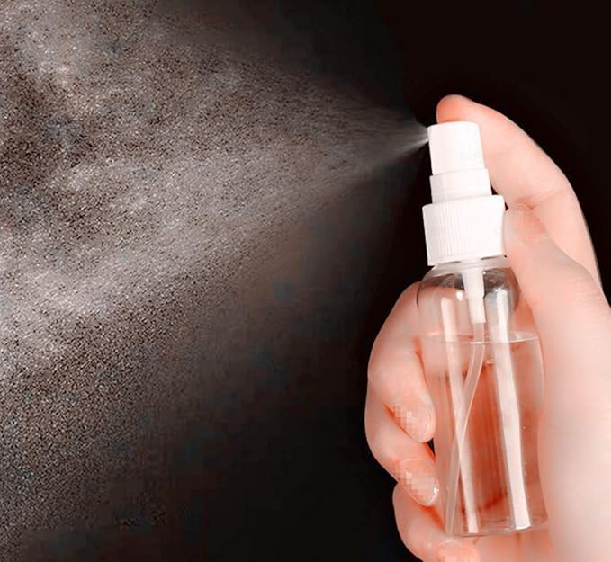 SINIDE Spray Bottles 30 ml/1 oz, 4 Pack Clear Empty Fine Mist Plastic Mini Travel Bottle Set, Portable Refillable Makeup Sprayer Containers for Perfume, Liquids, Aromatherapy, Small Size