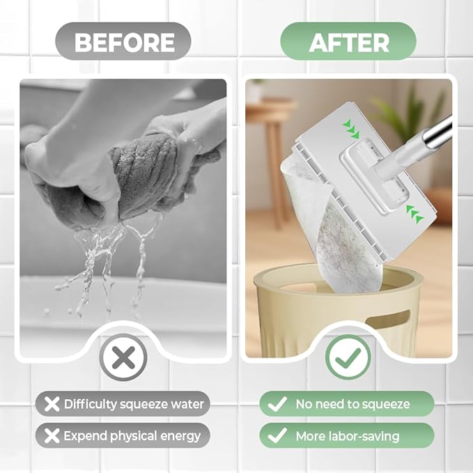 Convenient Cloth Changing Mini Mop, Disposable Dust Mop with 4 Reusable Cloths, 39in Long Handle No Wash Clip Mops with Locking Head, Retractable Gap Dust Cleaner for Multi Surface Cleaning, Wet & Dry