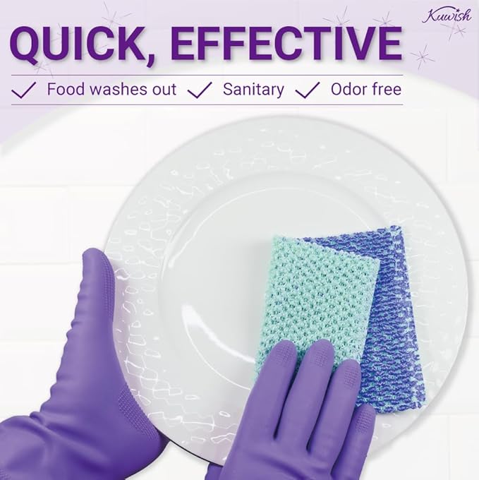 Kuwish Heavy Duty Non-Scratch Double Sided Soft Scrubber for Dish Scrubber for Dishes & Pots (3Pcs) - Best Replacement dishwashing Sponge - Try Our Alternative Dish Washing Korea Made
