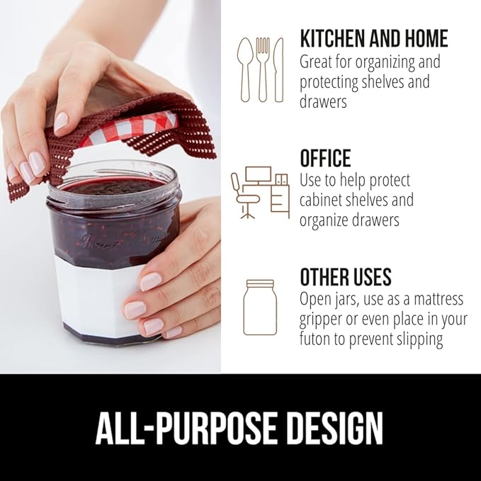 GORILLA GRIP powerGRIP Drawer Shelf and Cabinet Liner, Thick Strong Hold, Non-Adhesive Liners Protect Kitchen Cabinets and Cupboard, Bathroom Drawers, Easy Install, Breathable Mat, 17.5" x30', Red