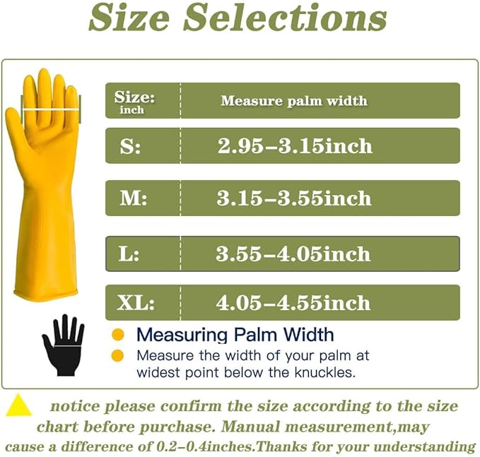 8 Pairs Reusable Household Cleaning Gloves, Rubber Kitchen Dishwashing Gloves,Extra Thickness, Long Sleeves, for Washing Dishes, Pet Care(Medium, Yellow)
