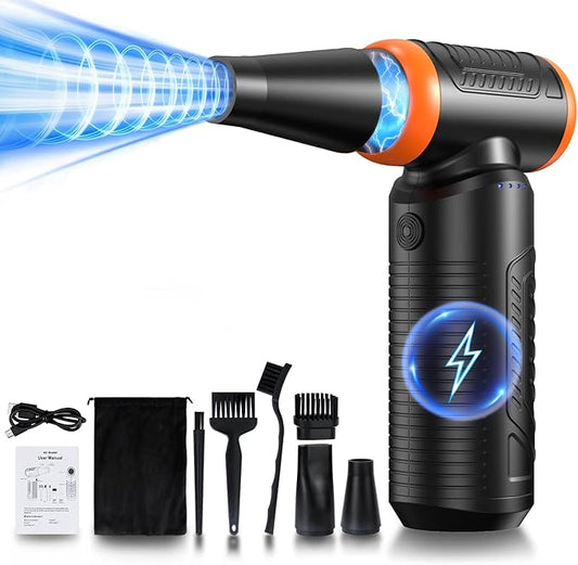 DOWYLIK Compressed Air Duster, 300,000RPM Powerful Electric Air Duster, No Canned Air Duster-Replace Compressed Air, 3 Gear Adjustable High-Speed Air Blower for Office, Home,Car, Computer, Keyboard