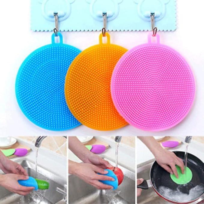 7 PCS Silicone Dish Scrubber, Kitchen Sponges, Silicone Sponge,Dish Brush, Dish sponges, Silicone Sponge Dish Sponges, Kitchen Sponge Double Sided Cleaning Sponges (multicolour)
