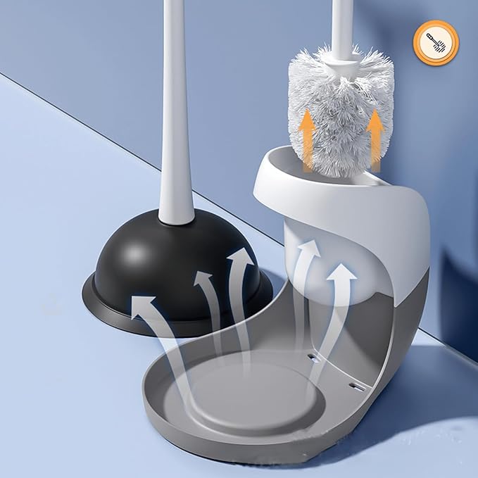 Toilet Plunger and Bowl BrushSet Toilet Brush and Plunger Set Plungers Combo for Bathroom Cleaning for Bathroom Heavy Duty Includes 10 Pairs of Gloves(Gray 1)