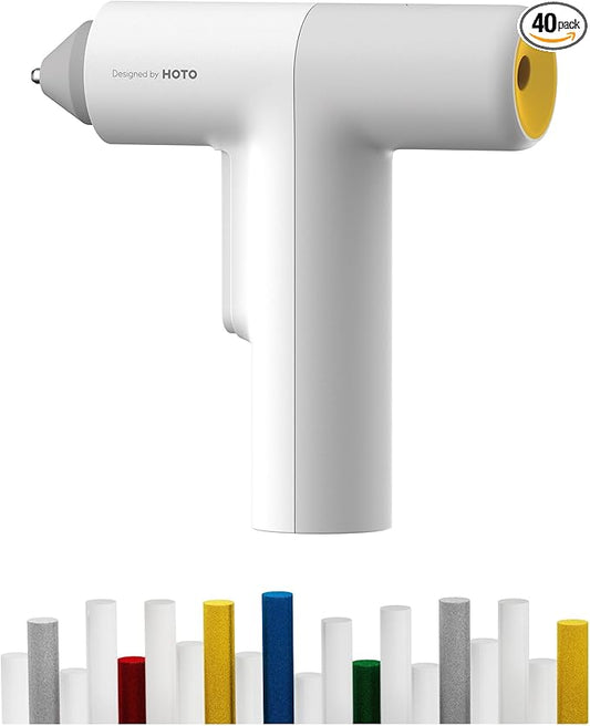 HOTO Easyflow Cordless Hot Glue Gun, Auto Dispensing Glue Gun with 40 Glue Sticks, 30s Fast Preheating, 3000mAh, Anti-Scald & Anti-Drip, Wireless/Wired, Ideal for DIY/Kids Crafts & Home Repairs
