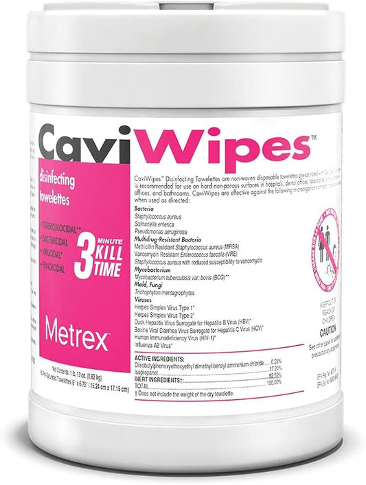 Metrex CaviWipes Disinfecting Towelettes Canister Wipes, 160 Count, White