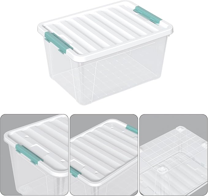4-pack 35 Quarts Large Latching Storage Boxes, Clear Plastic Organizer Tote Bins with Lids