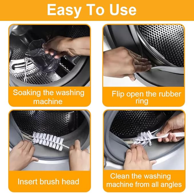 Washing Machine Cleaning Brush - 2 Pack Drum Washing Machine Brush Flexible Washing Machine Cleaner Brush No-Remove Front Load Washer Cleaner Brush for Washing Machine Washer Machine Cleaner Tools