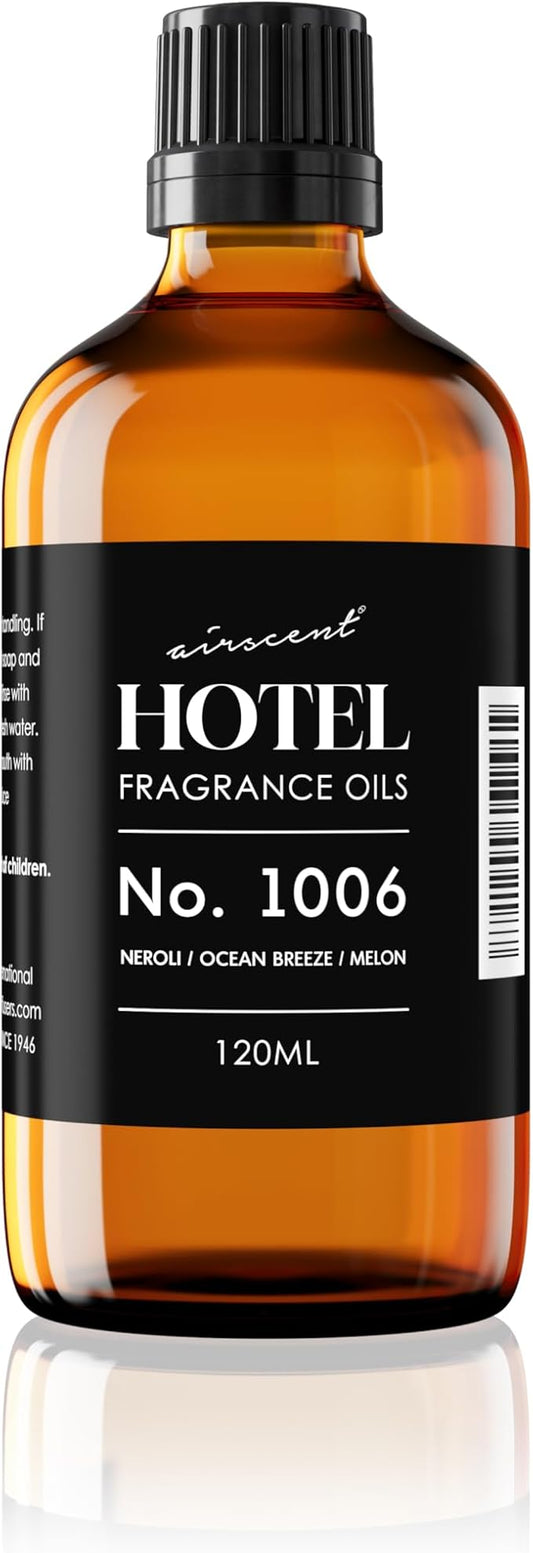 AirScent Hotel Diffuser Oil No. 1006 - Neroli Ocean Breeze Melon - Hotel Scent Dupe - Premium Fragrance Oil for Ultrasonic and Waterless Diffusers and Crafting - 120 mL, 4 fl oz Glass Dropper Bottle