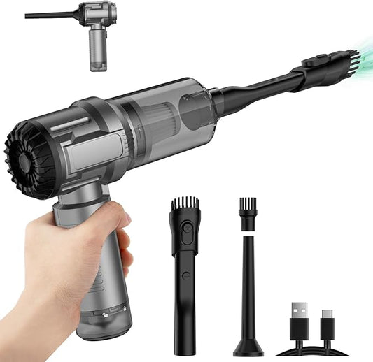 Auloea Handheld Mini Car Vacuum Cleaner, 9000Pa Vacuum Cleaner and Air Duster, 120W High Power Hand Held Vacuum with LED Light and Multi-Nozzles for Car, Home, Office, Pet /V01pro Gray