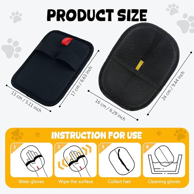 3Pcs Pet Hair Removal Glove, Electrostatic Hair Removal Glove for Cats and Dogs, Reusable Hair Remover for Couch, Carpet, Car Seat, Laundry Clothing Quick Cleaning Tool for Pet Owners (#3)