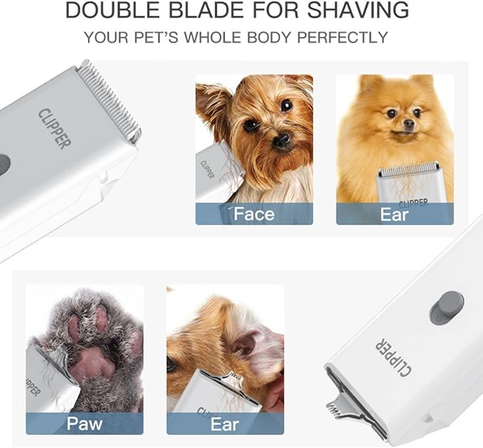 Grimgrow Dog Cat Home Hair Waterproof Clipper Portable Electric USB Rechargeable Pet Grooming Tools Low Noise Shaver Cordless Trimmer for Small and Large Pets