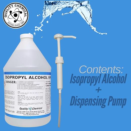 Quality Chemical - Super Premium - 99.9% Pure Isopropyl Alcohol (IPA) - Made in The USA - (1) 128 Fl Oz Bottle - Concentrated Isopropyl Alcohol with Dispensing Pump (Combo)