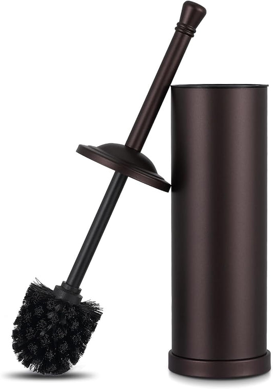 Bronze Toilet Brush and Holder Set,304 Stainless Steel Toilet Bowl Brush and Holder for Bathroom,Heavy Duty Toilet Brush,Durable Scrubbing Bristles,Splash Resistant,Long Hanlde