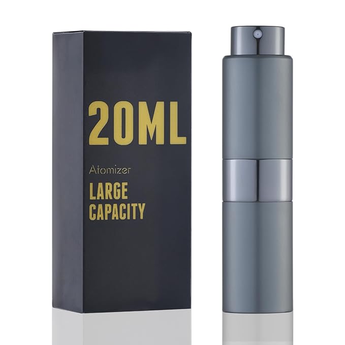 Perfume Travel Refillable Atomizer Bottle: Cologne Spray Mini for Refill - Empty Fragrance Sprayer for Men - Large Size 20ML Grey