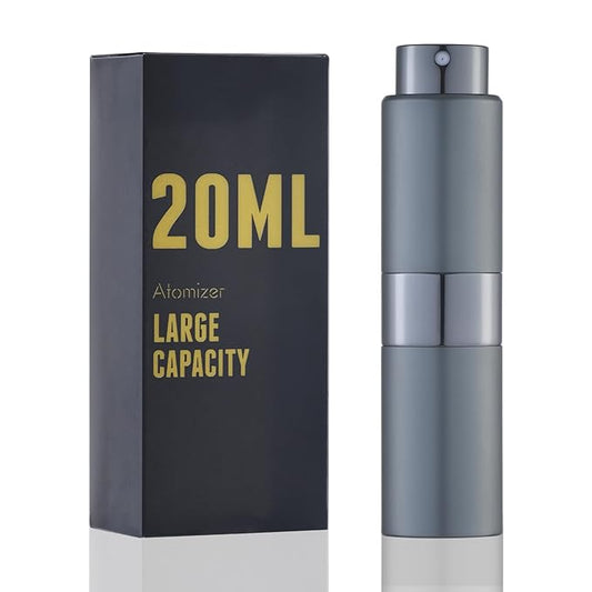 Perfume Travel Refillable Atomizer Bottle: Cologne Spray Mini for Refill - Empty Fragrance Sprayer for Men - Large Size 20ML Grey