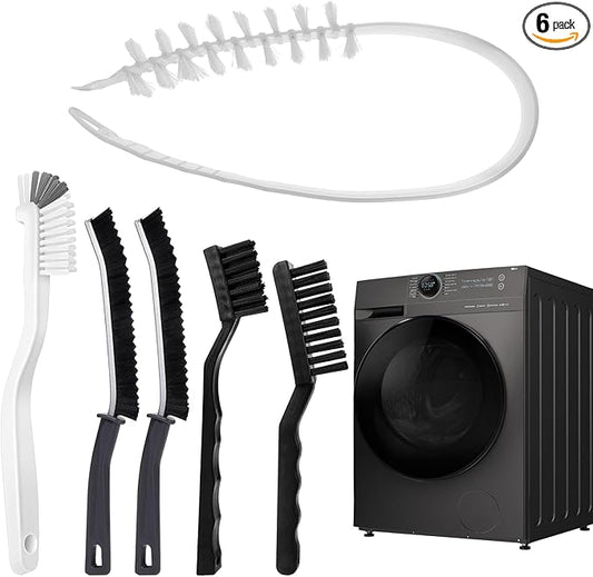 XANGNIER Washing Machine Cleaning Brush Kits,Front Load Washer Scrub Cleaner Tools Accessories-1 Pcs Drum Laundry Cleaner Brush and 5 Pcs Crevice Cleaning Brush for Tight Spaces and Washer Rubber Seal